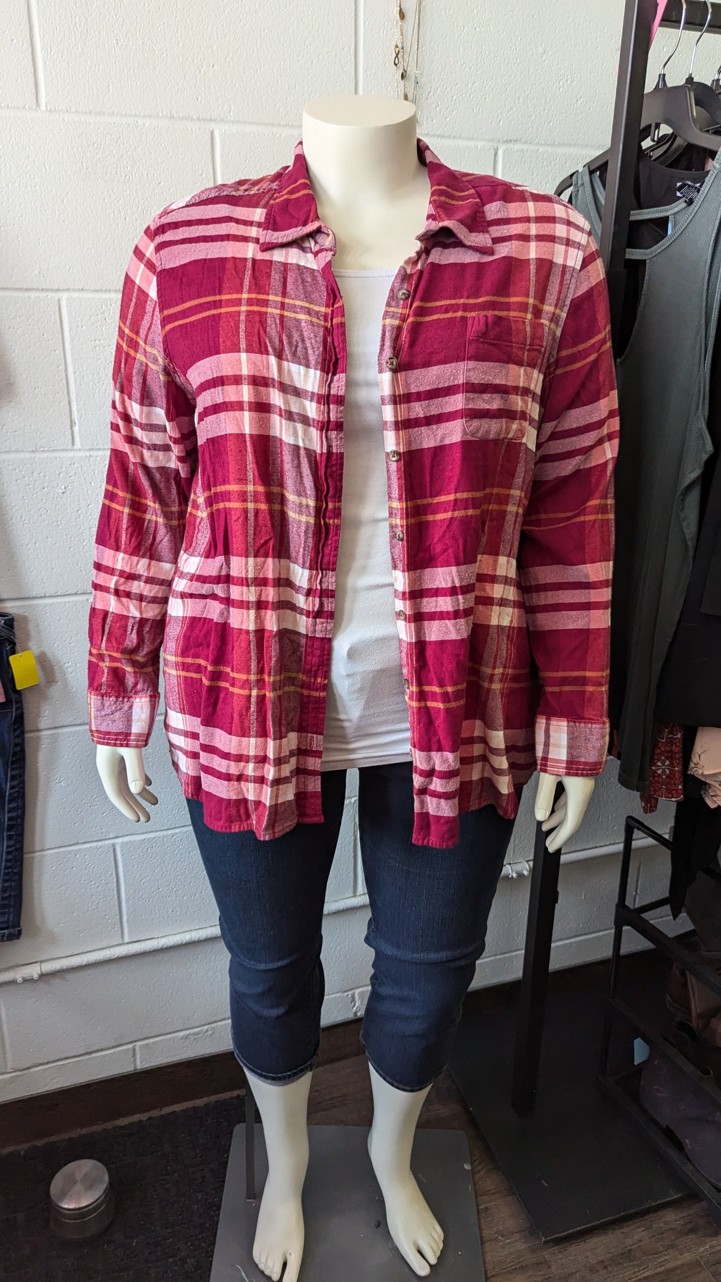 Red Plaid Button Up - Size XXL