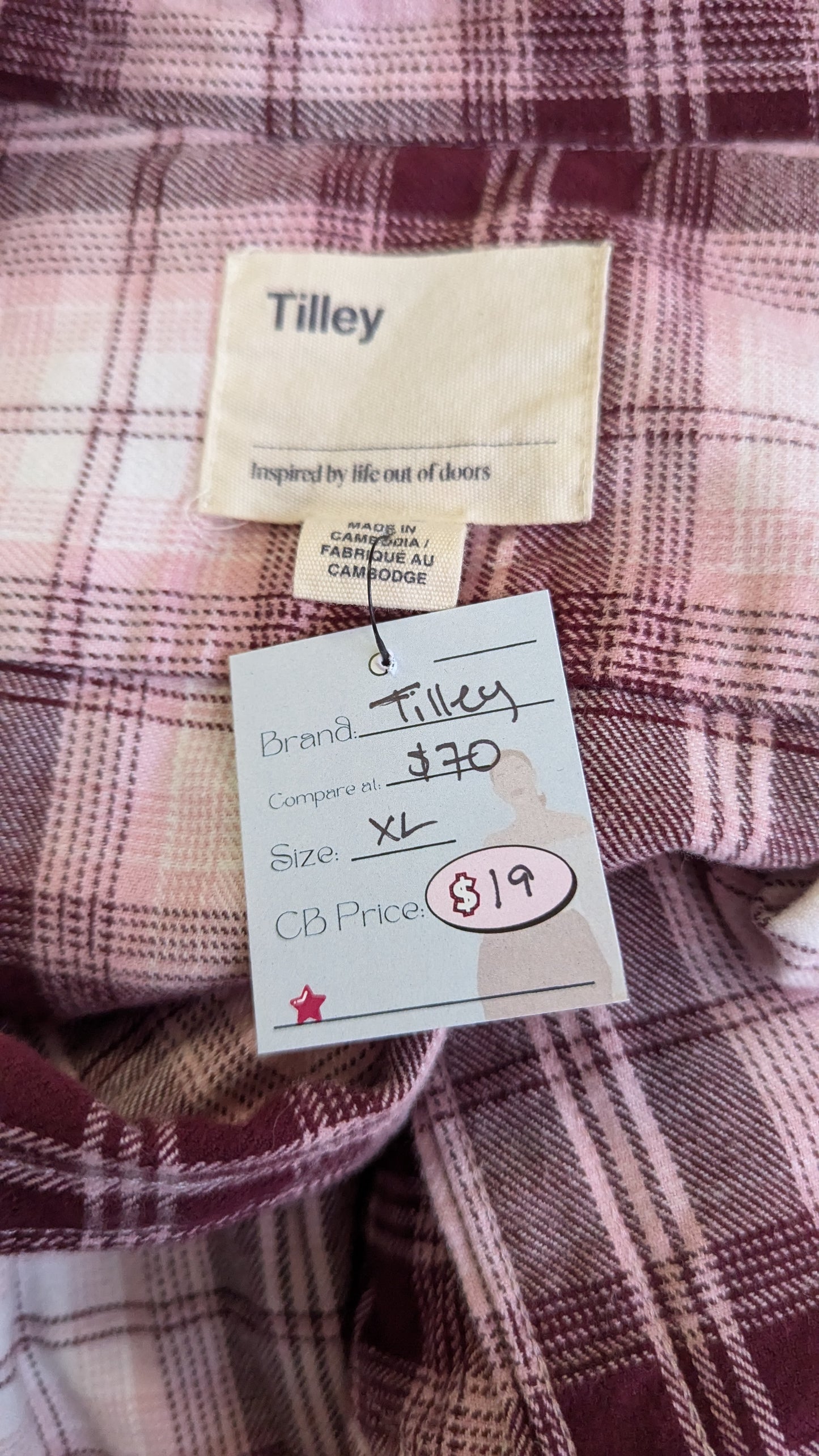 Tilley Red And White Button Up Shirt - Size XL