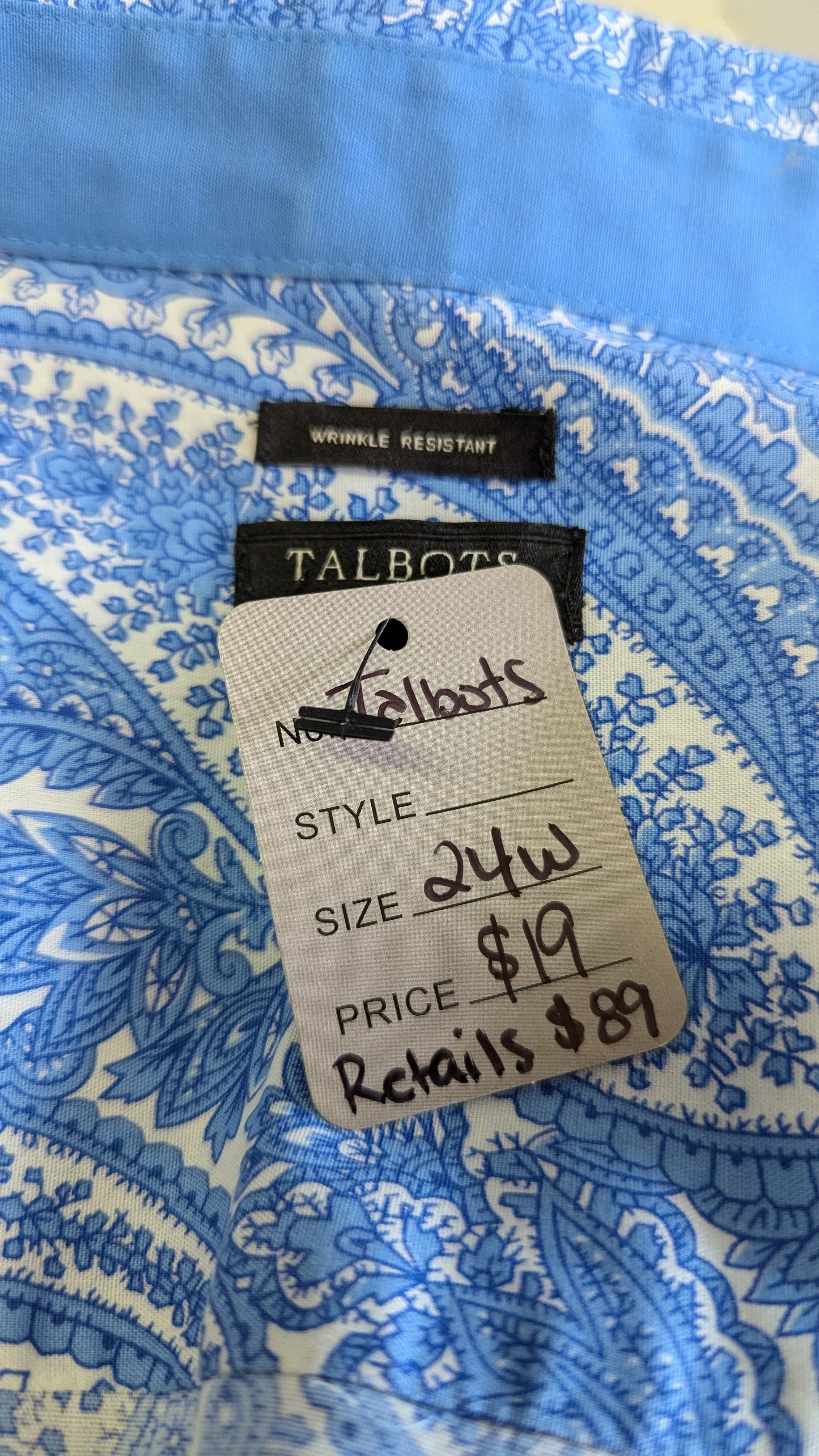 Talbots Paisley Sleeveless Button Up - Size 24W