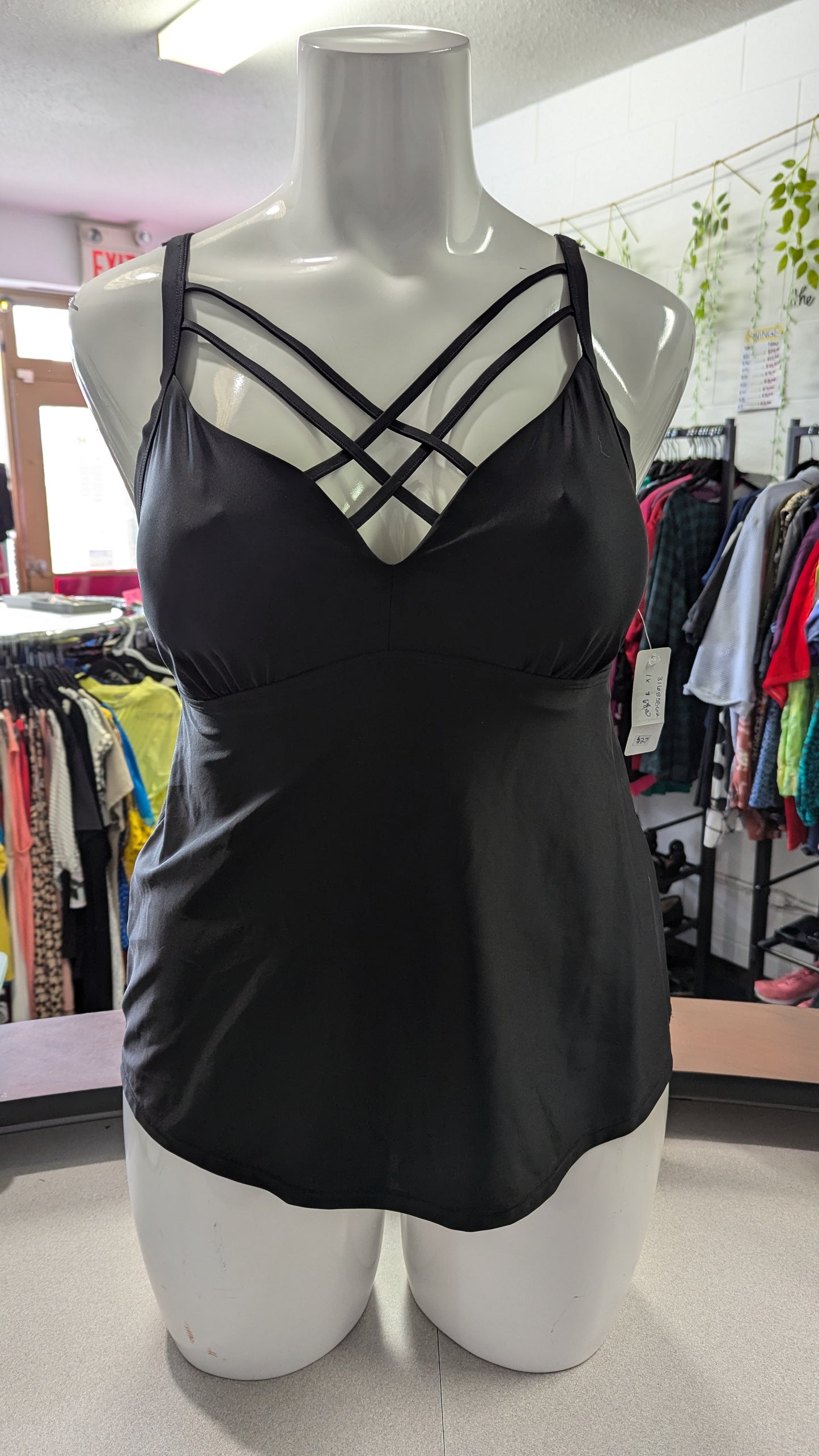 Black Tankini Top NWT - Size 1X