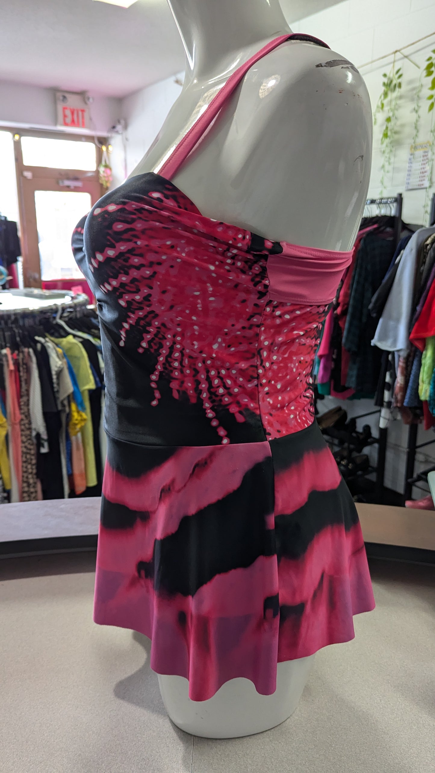 Pink and Black Tankini Top - Size XXL