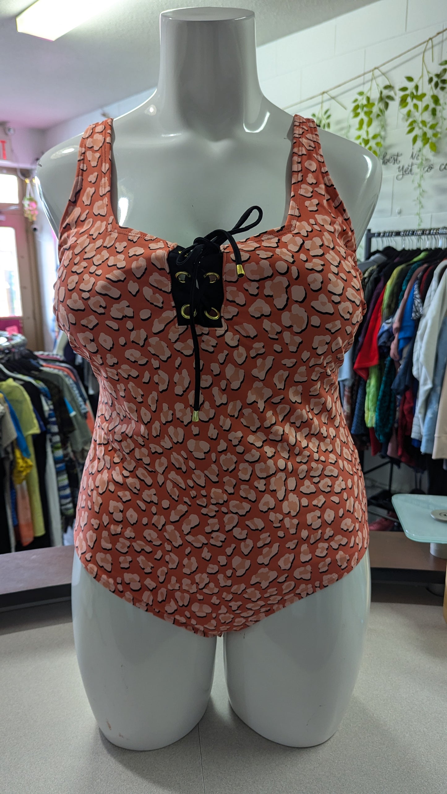 Cactus Swim Orange Printed Laced One Piece NWT -  Size 22