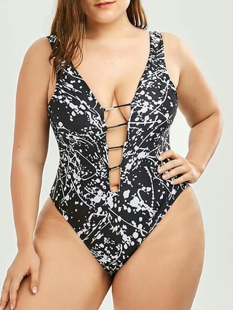 Sexy Splatter Women's One Piece Bathing Suit - Size 2X