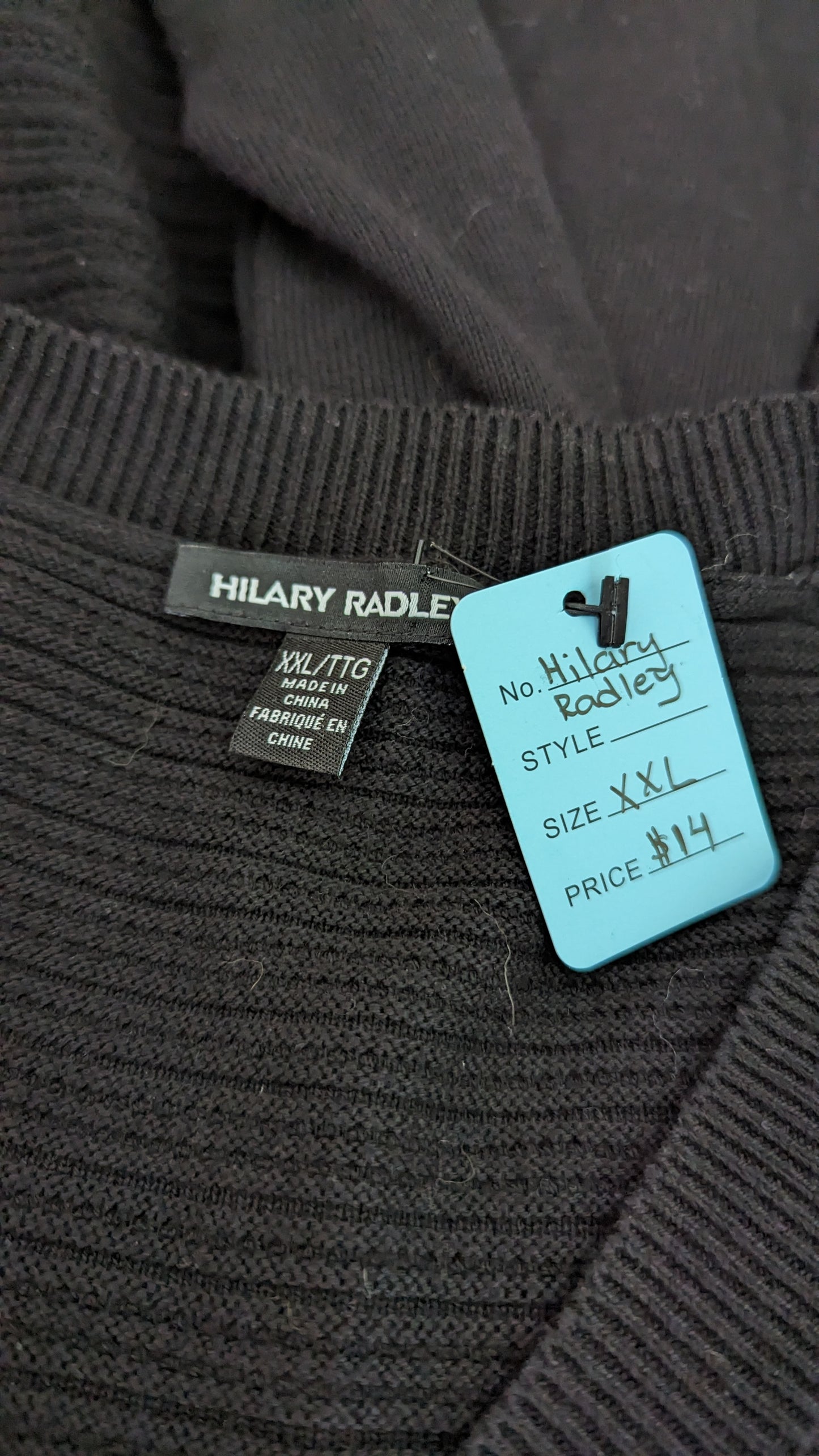 Hilary Radley Black V-Neck Fooler Sweater - Size XXL