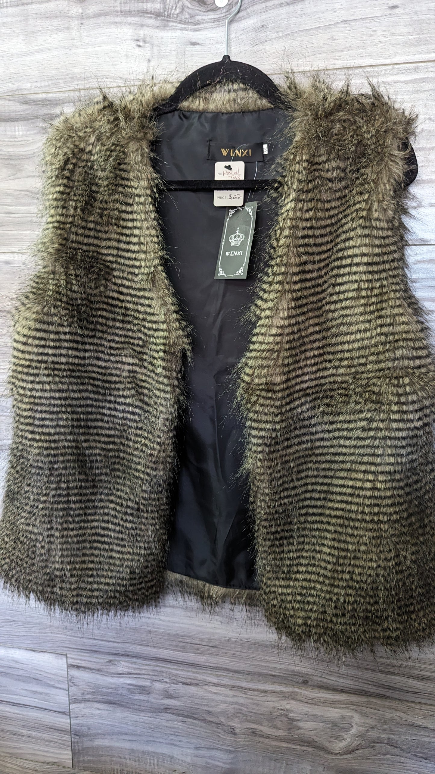 Wenxi Brown Faux Fur Vest NWT - Size XXL