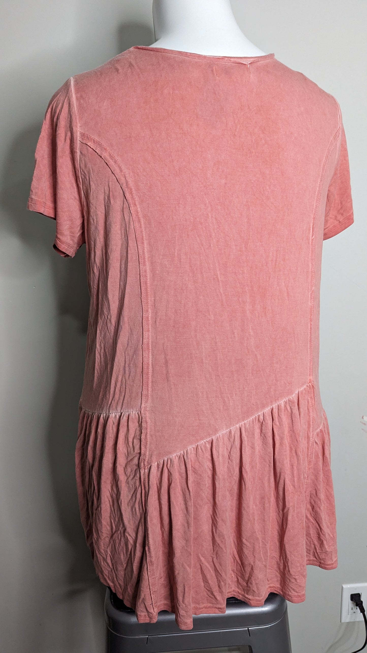 Grace & Lace Asymmetric Tee Faded Red/Pink - Size XL