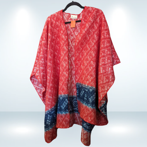 San Marcos Red Patterned Shawl - O/S