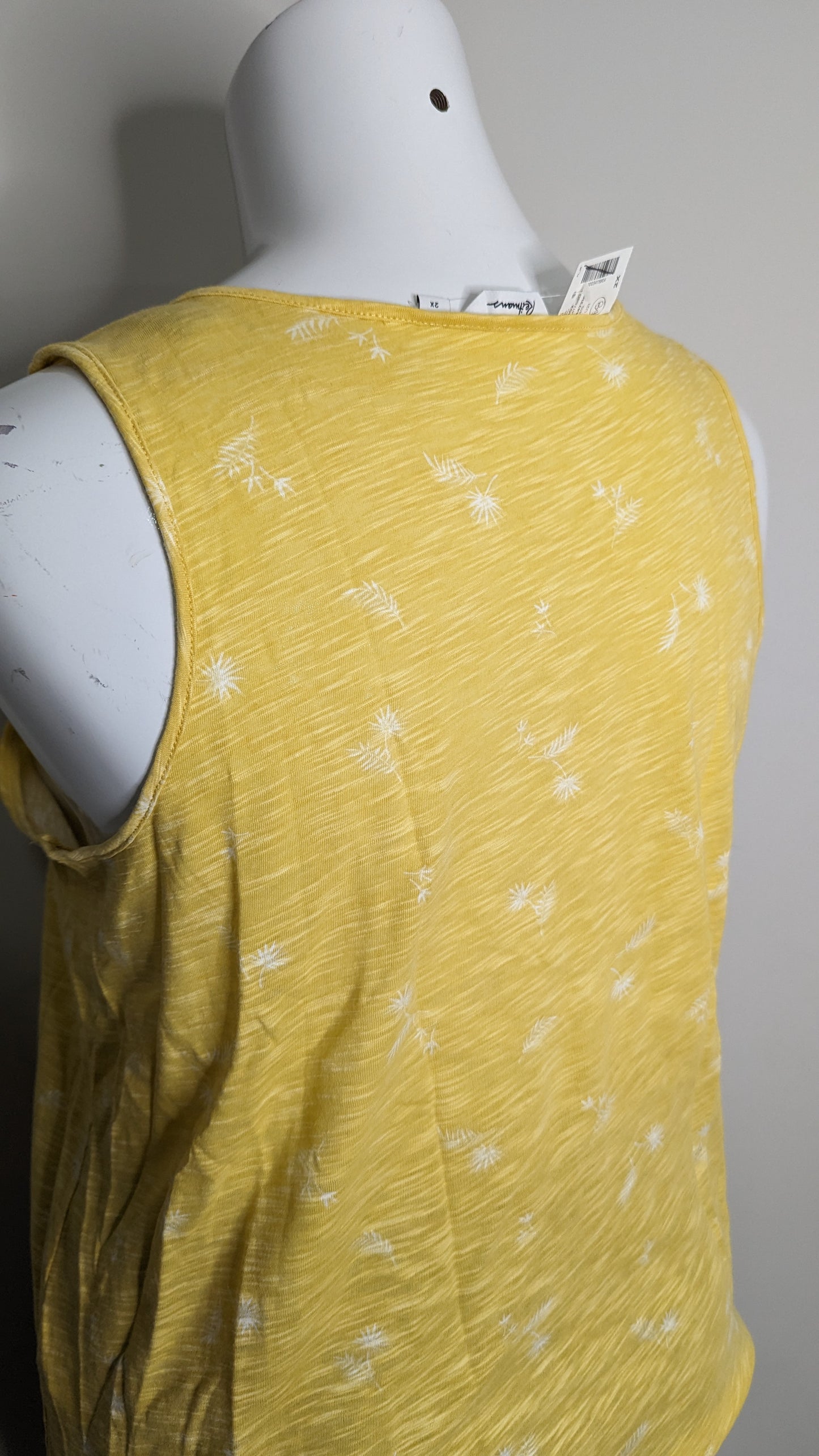 Reitman's Heathered Yellow Palm Tree Tank NWT - Size 2X