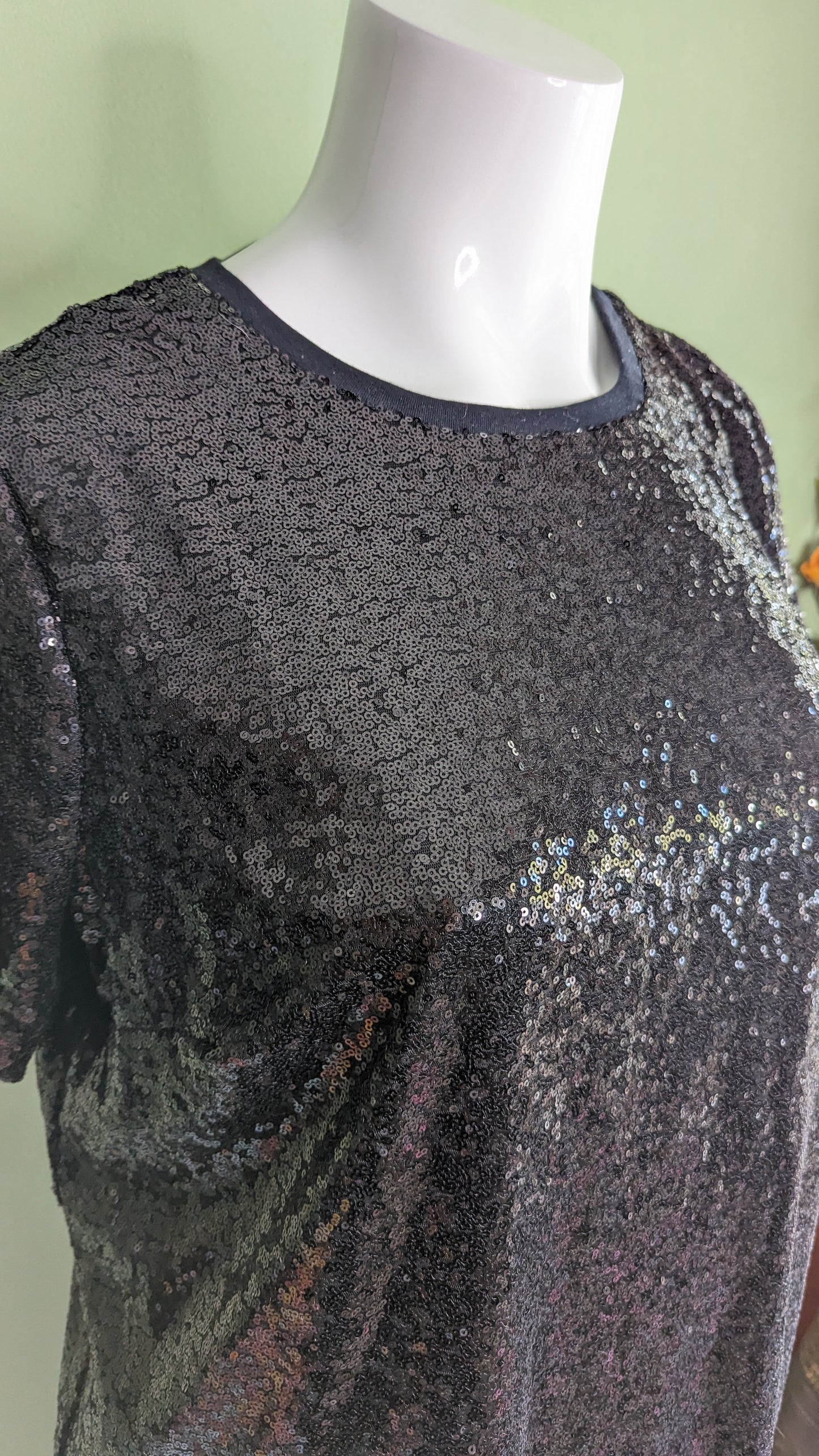 Joe Fresh Black Sequin T-Shirt Dress - Size 1X