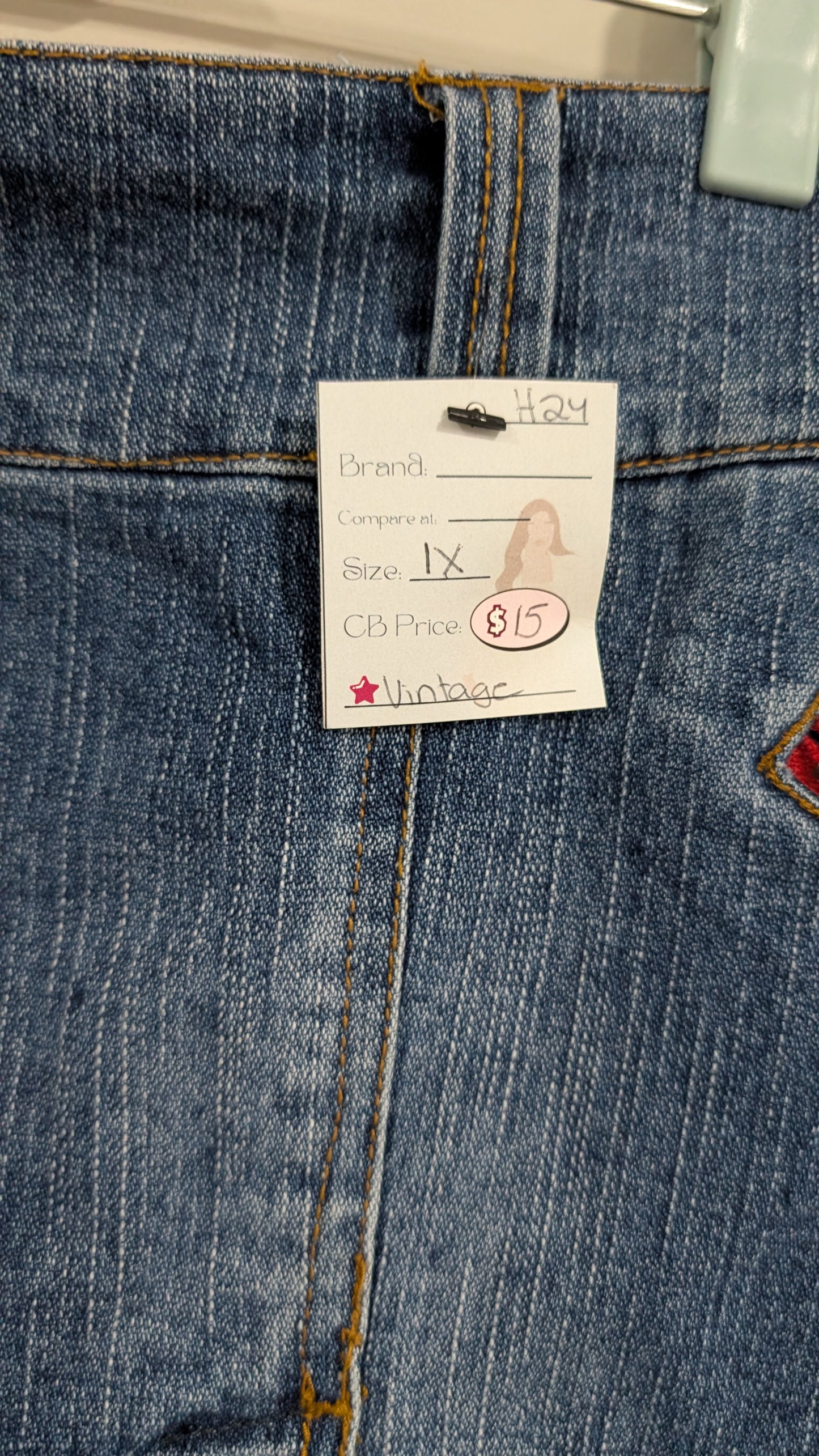 Y2K flared denim skirt