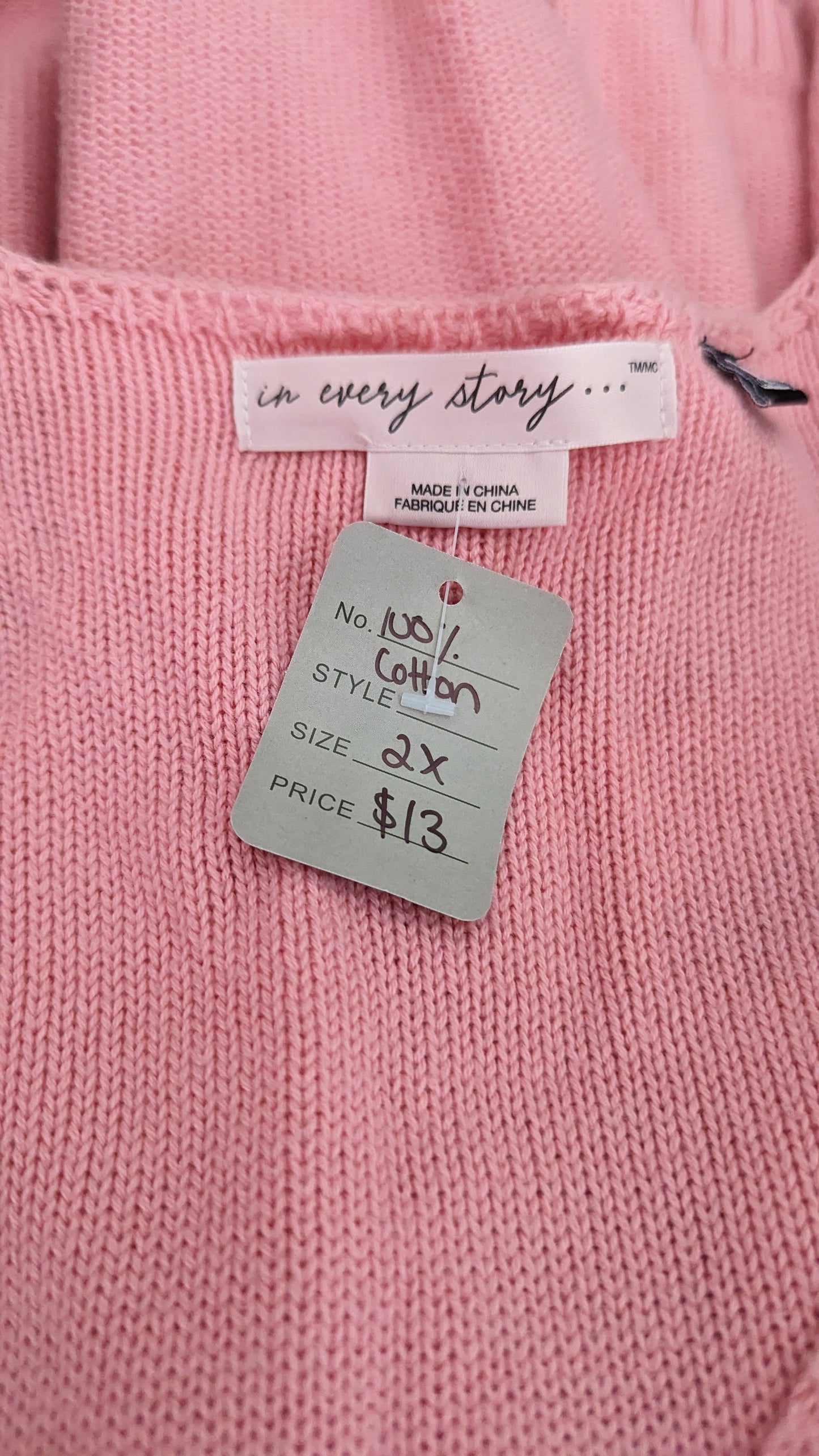 Pennington's 100% Pink Cotton Sweater - Size 2X