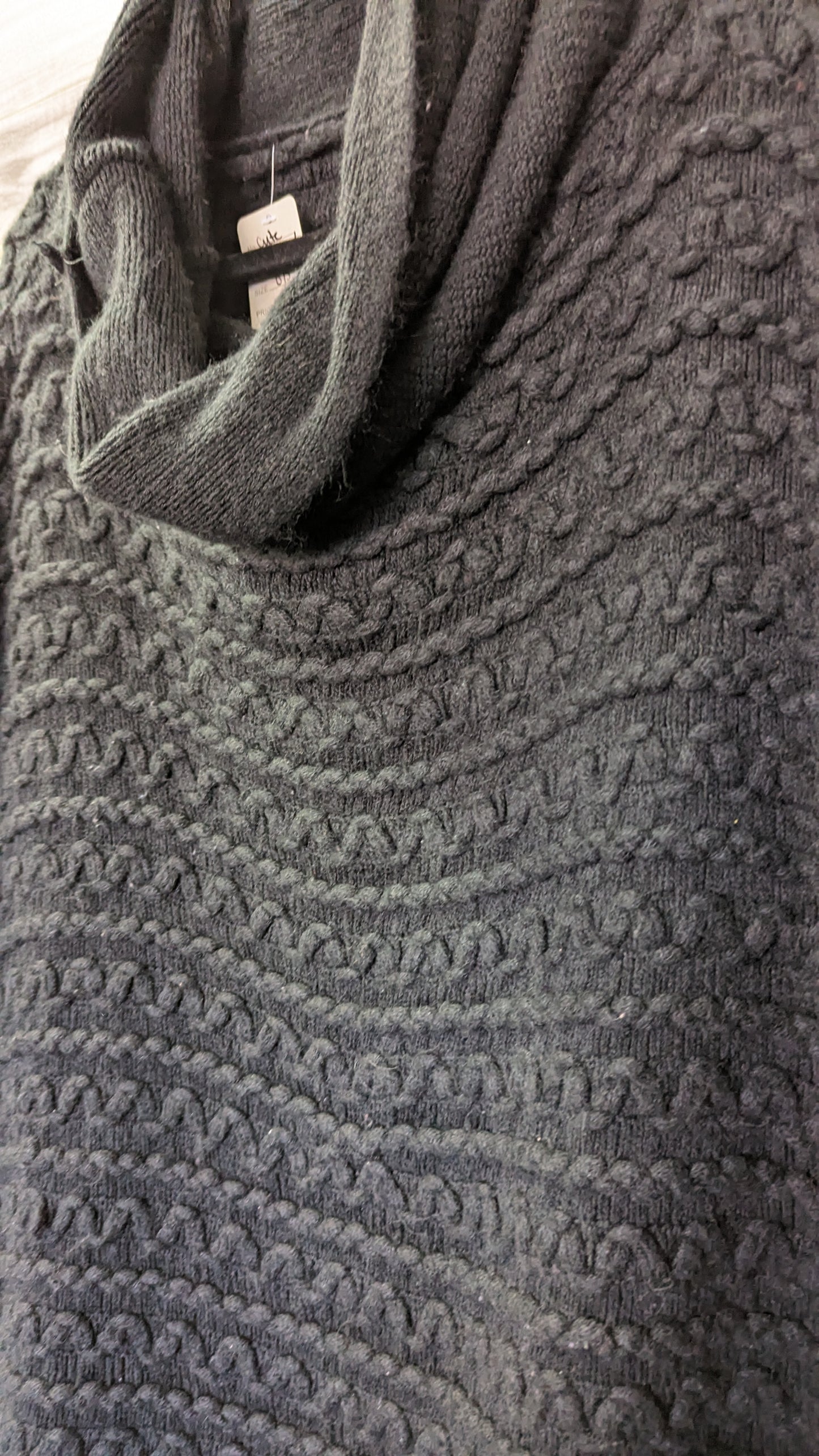 Dark Gray Cable Knit Poncho - One Size Fits Most