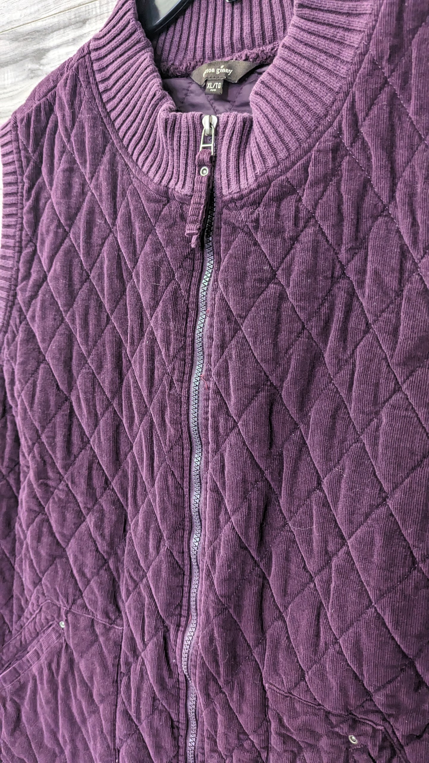 Vintage Corduroy Quilted Purple Cotton Ginny Vest - Plus XL = 3X