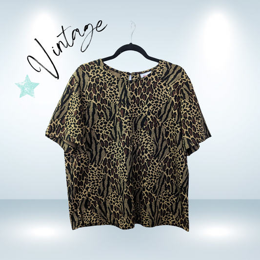 Vintage Animal Print Tanjay Top - Size 18