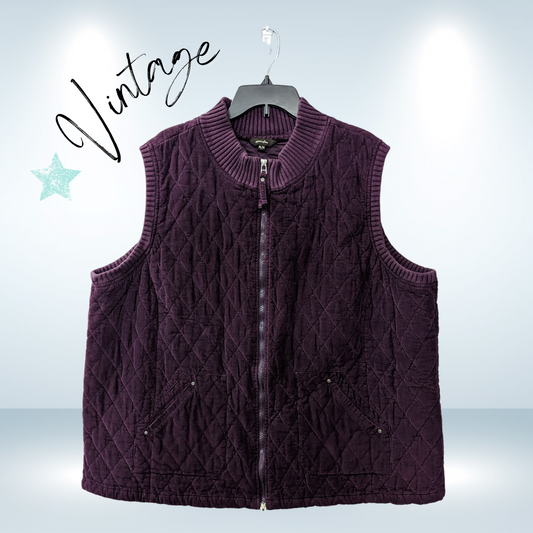 Vintage Corduroy Quilted Purple Cotton Ginny Vest - Plus XL = 3X