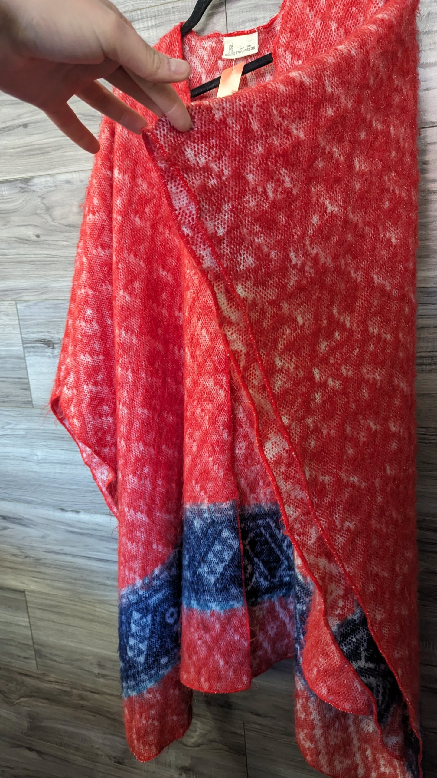 San Marcos Red Patterned Shawl - O/S