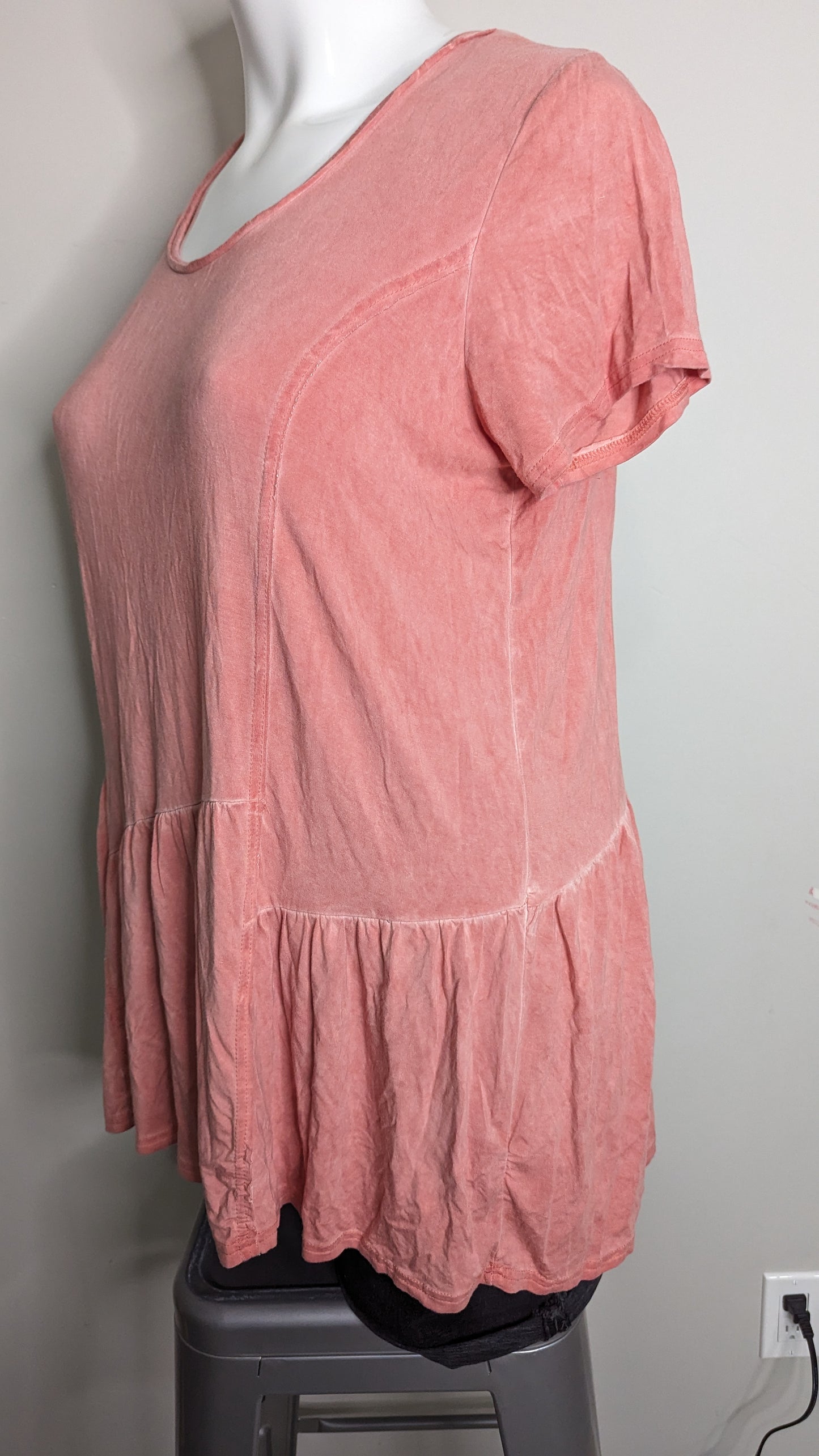 Grace & Lace Asymmetric Tee Faded Red/Pink - Size XL