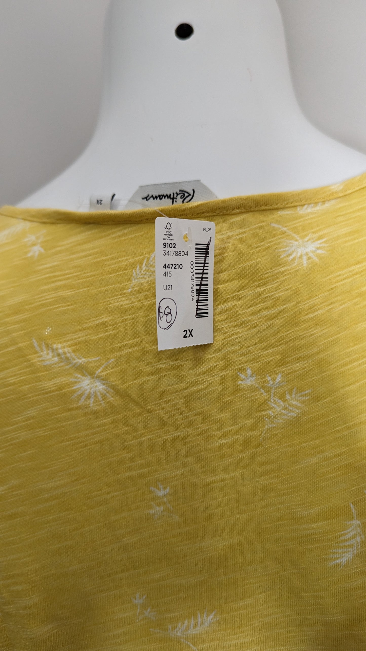 Reitman's Heathered Yellow Palm Tree Tank NWT - Size 2X