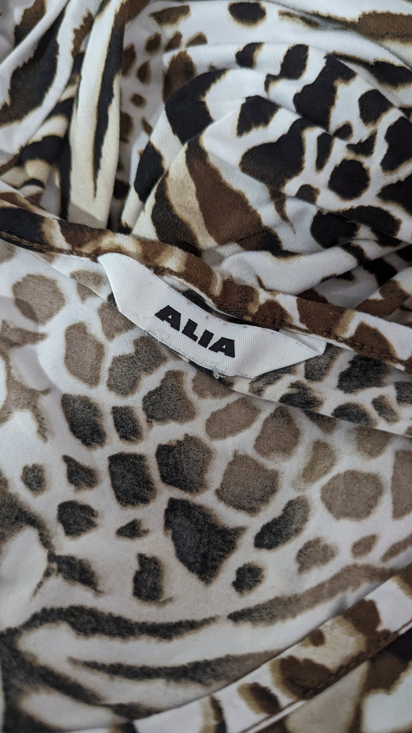 Alia Brown and White Animal Print Tee - Size 1X