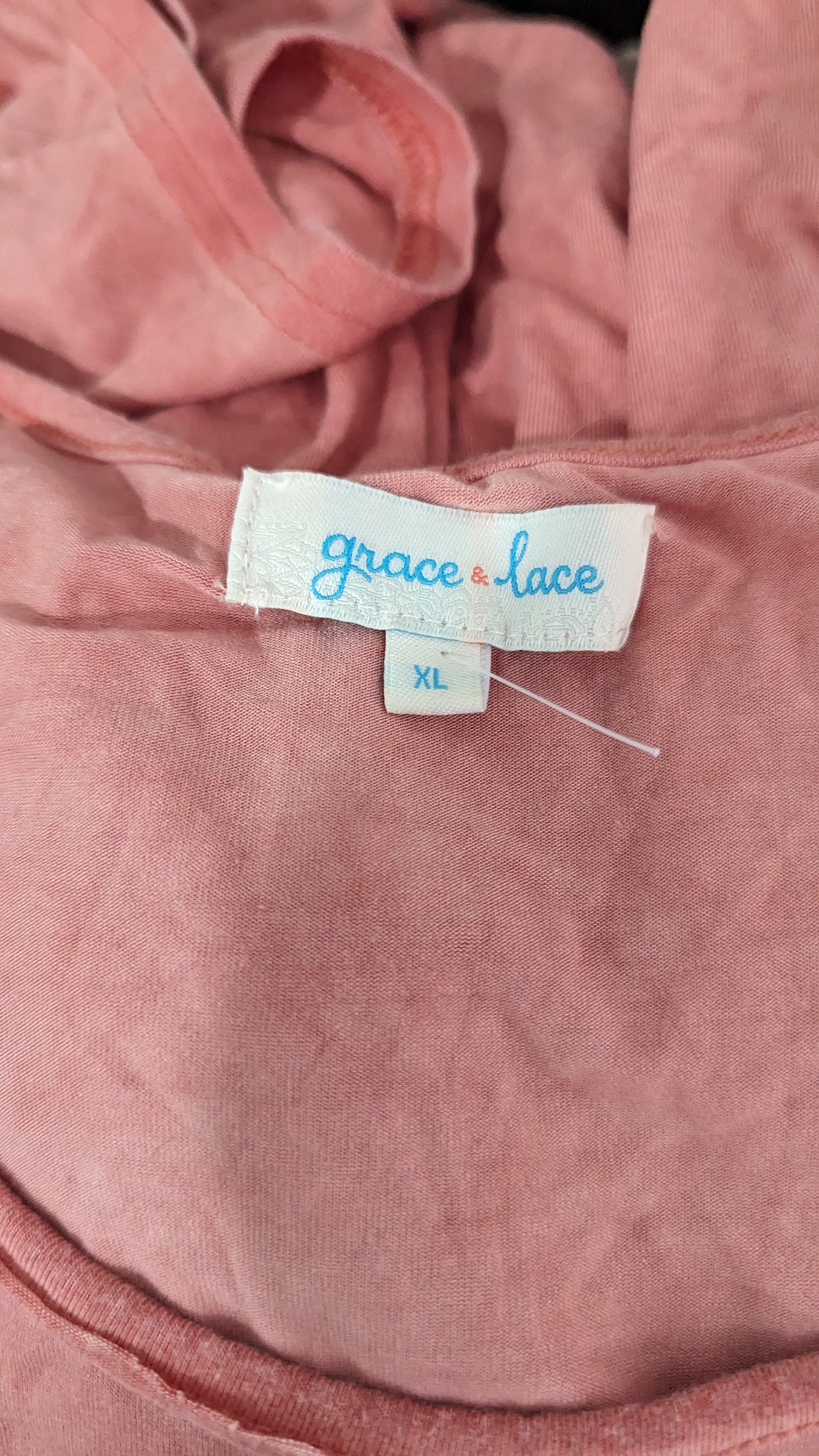 Grace & Lace Asymmetric Tee Faded Red/Pink - Size XL