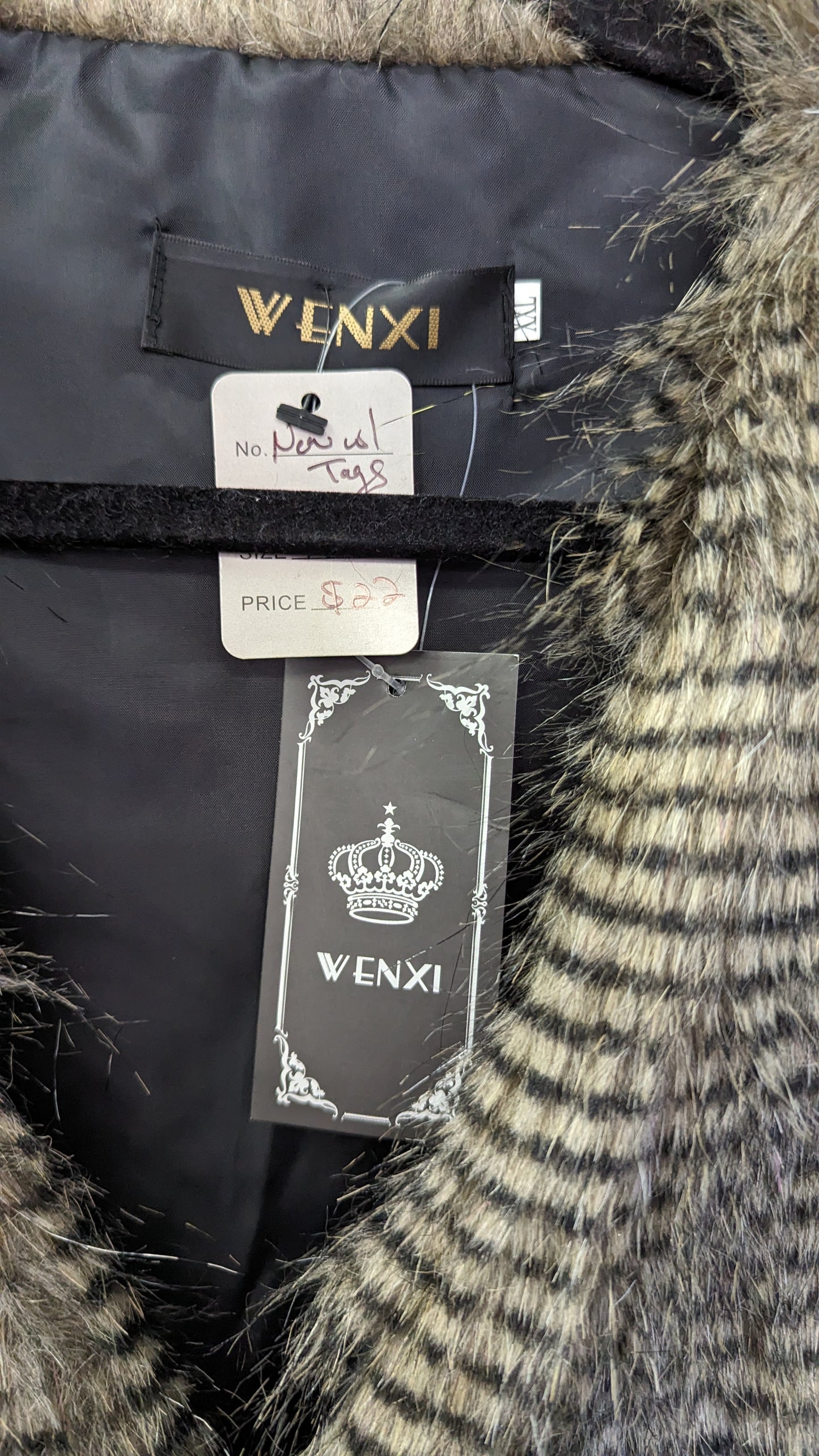 Wenxi Brown Faux Fur Vest NWT - Size XXL