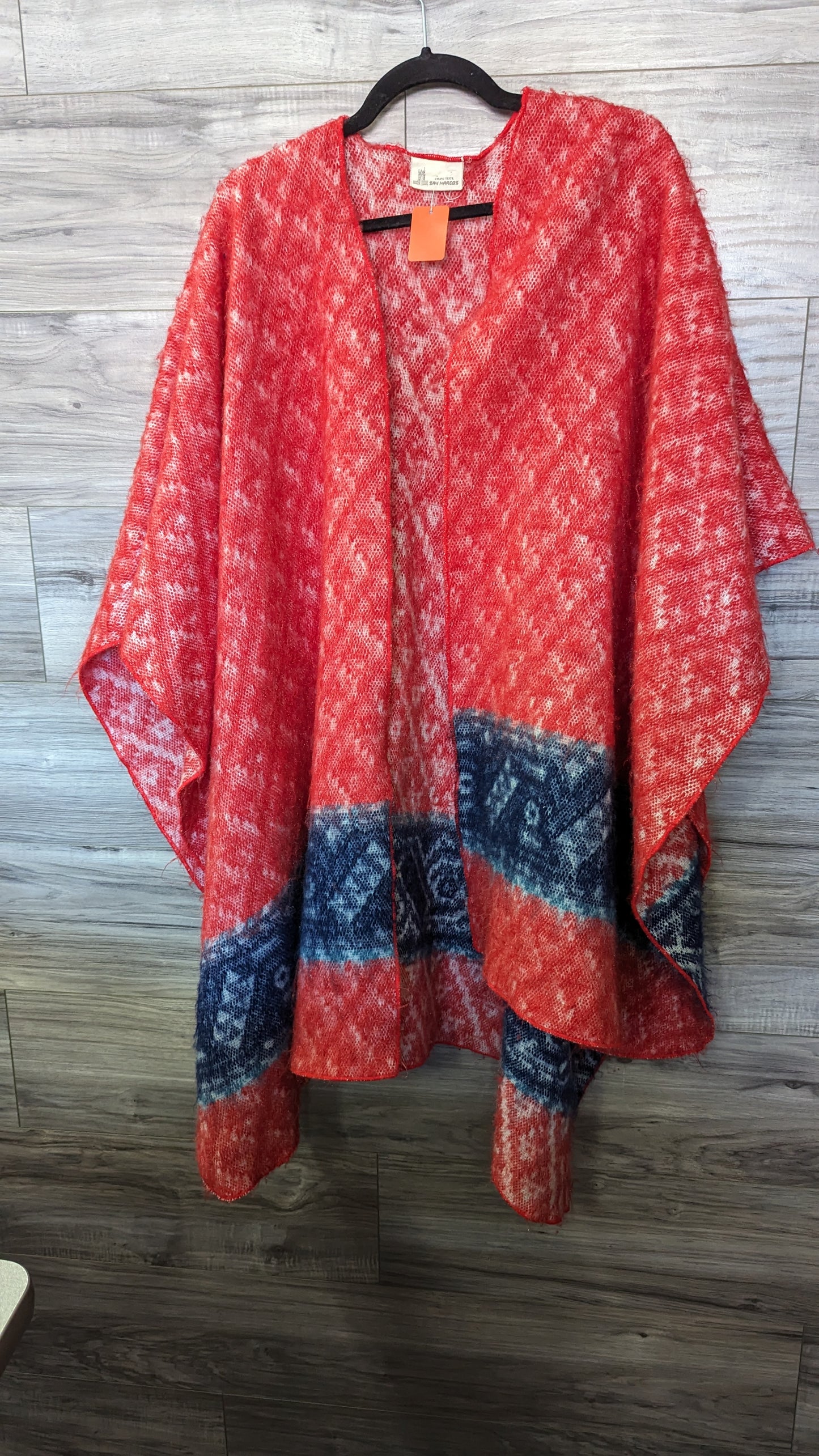 San Marcos Red Patterned Shawl - O/S