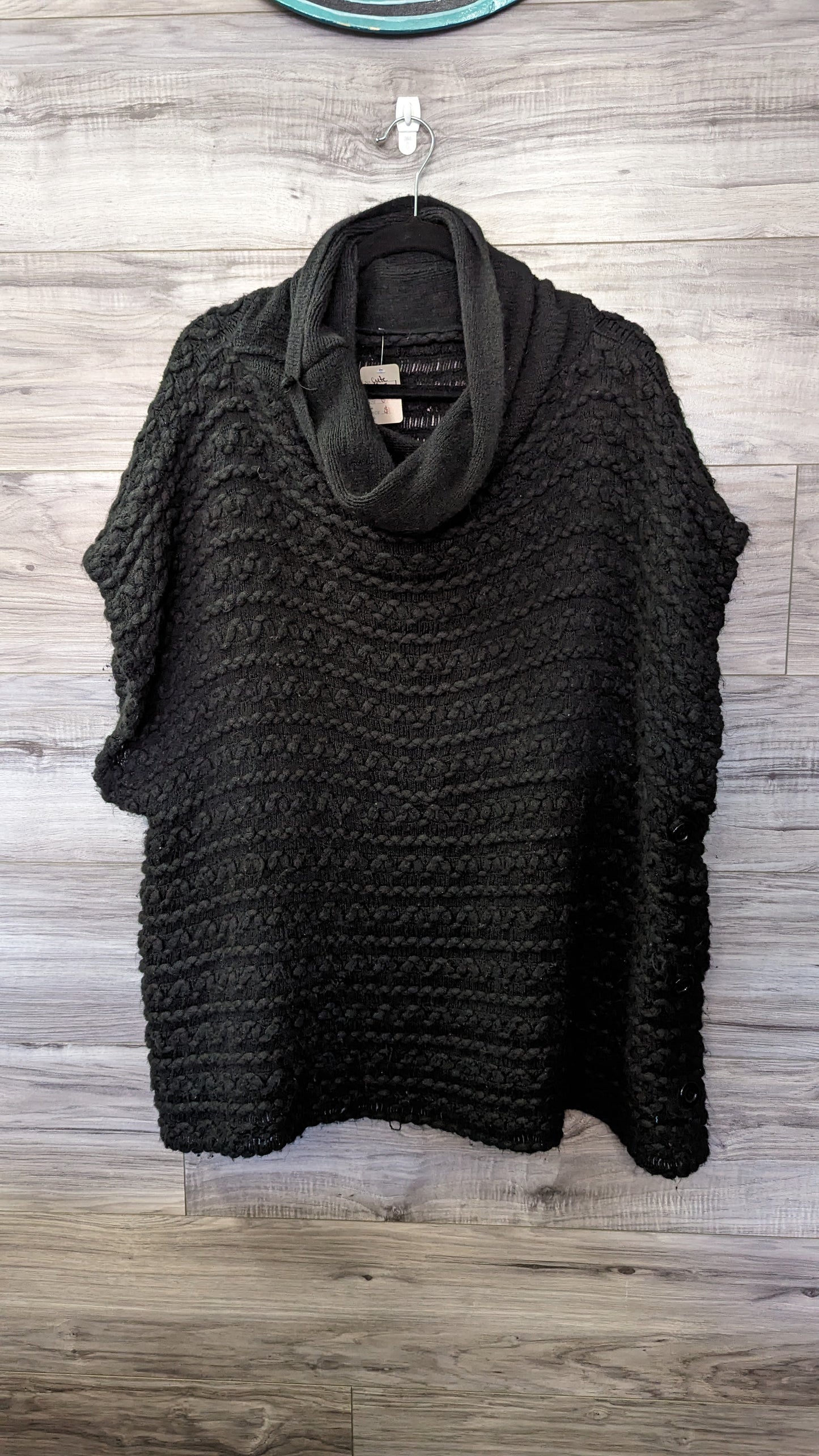 Dark Gray Cable Knit Poncho - One Size Fits Most